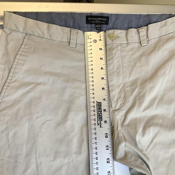 Banana Republic Men Pants 36X32 Khaki Twill Fulton Skinny Chino Button Mid Rise - Picture 8 of 11